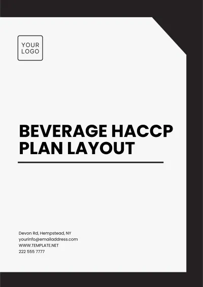 Free Beverage HACCP Plan Layout Template to Edit Online