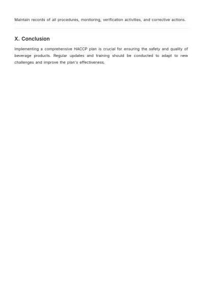 Free Beverage HACCP Plan Layout Template to Edit Online