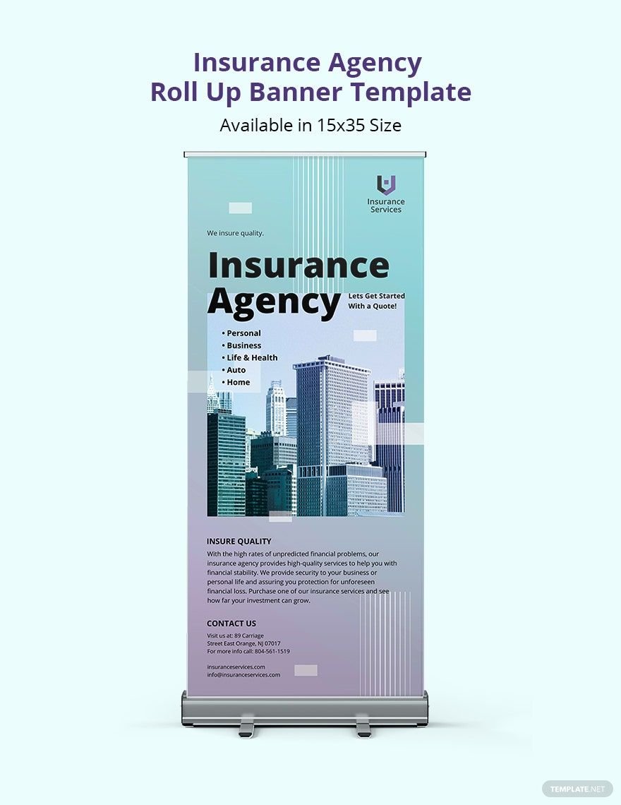 Insurance Agency Roll Up Banner Template in Illustrator, PSD, Apple Pages, InDesign