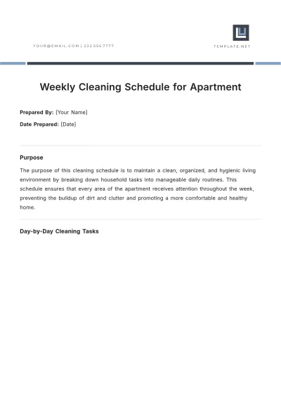 Free Weekly Cleaning Schedule for Apartment Template to Edit Online
