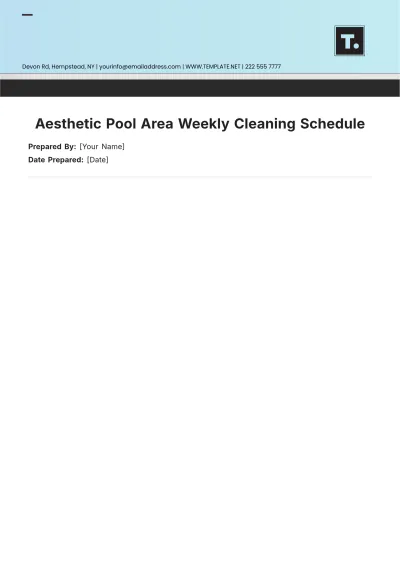 Free Aesthetic Pool Area Weekly Cleaning Schedule Template to Edit Online