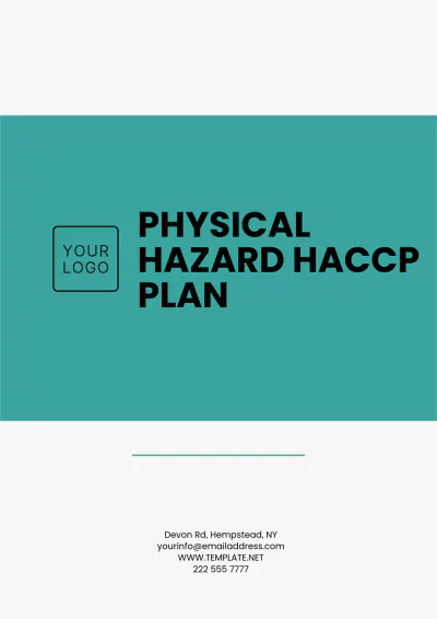 Free Physical Hazard HACCP Plan Template to Edit Online