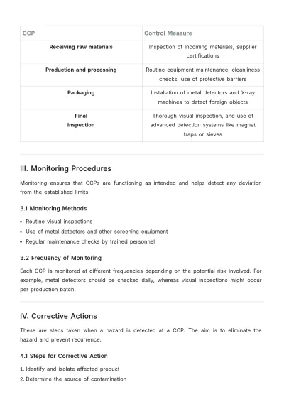 Free Physical Hazard HACCP Plan Template to Edit Online