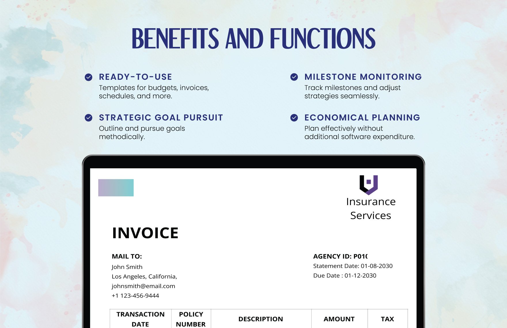 Insurance Agency Invoice Template