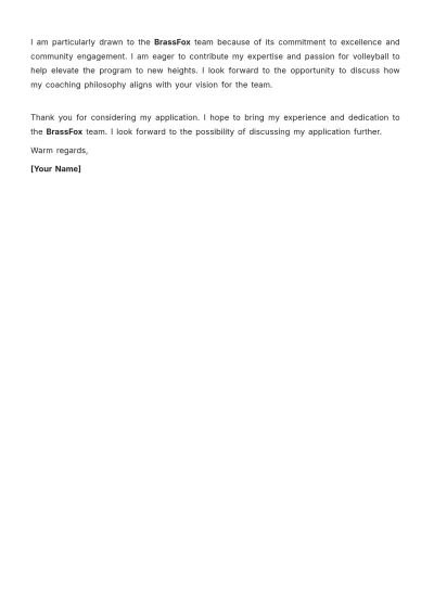 Free Volleyball Coach Cover Letter Template to Edit Online