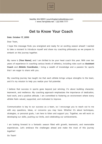 Free Get to Know Your Coach Letter Template to Edit Online