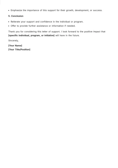 Free Letter of Support from Coach Outline Template to Edit Online