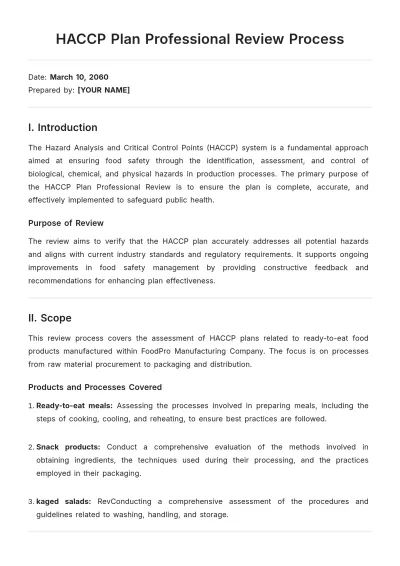 Free HACCP Plan Professional Review Process Template to Edit Online