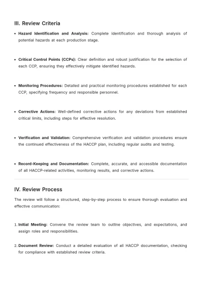 Free HACCP Plan Professional Review Process Template to Edit Online