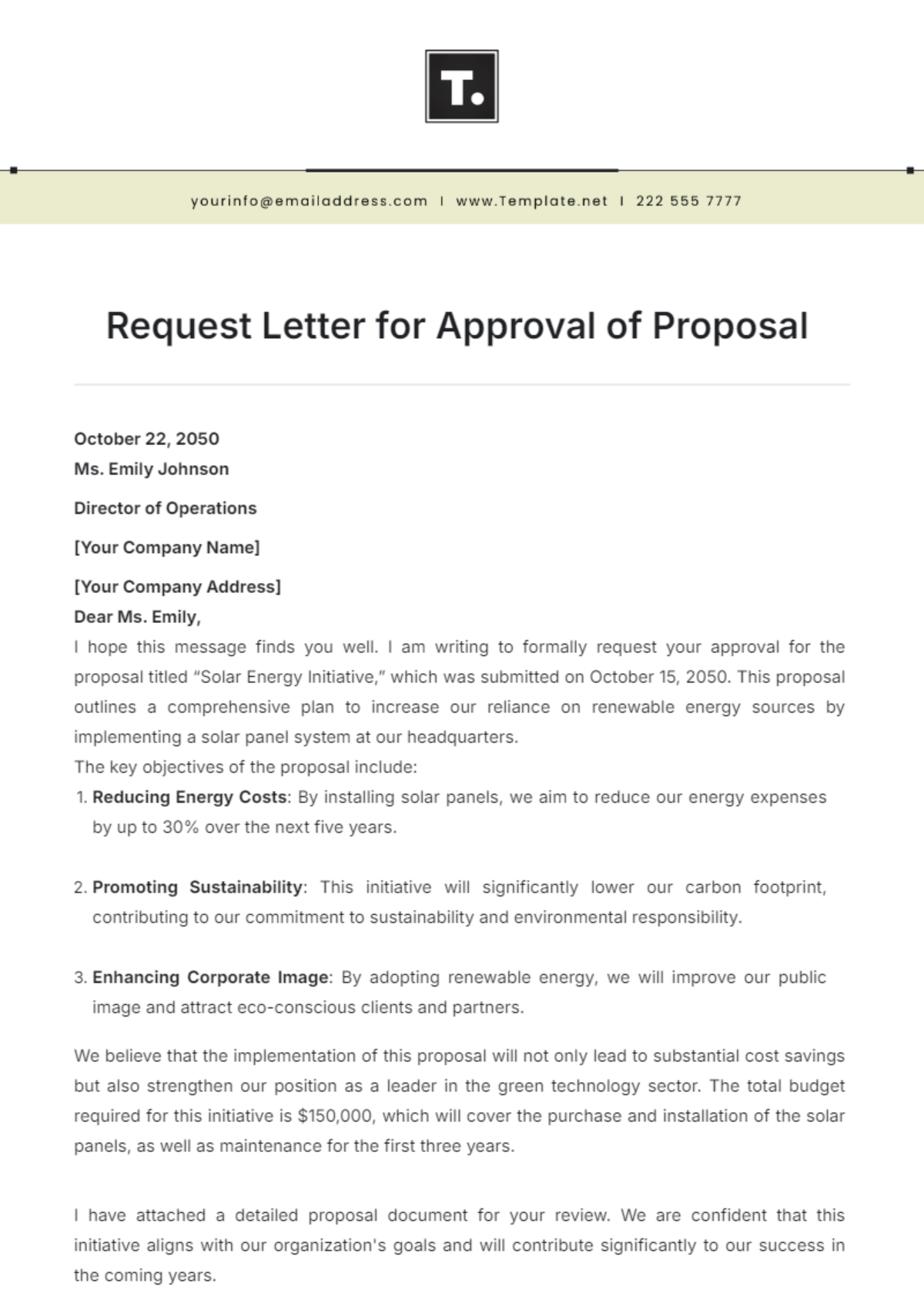 Request Letter for Approval of Proposal Template - Edit Online & Download