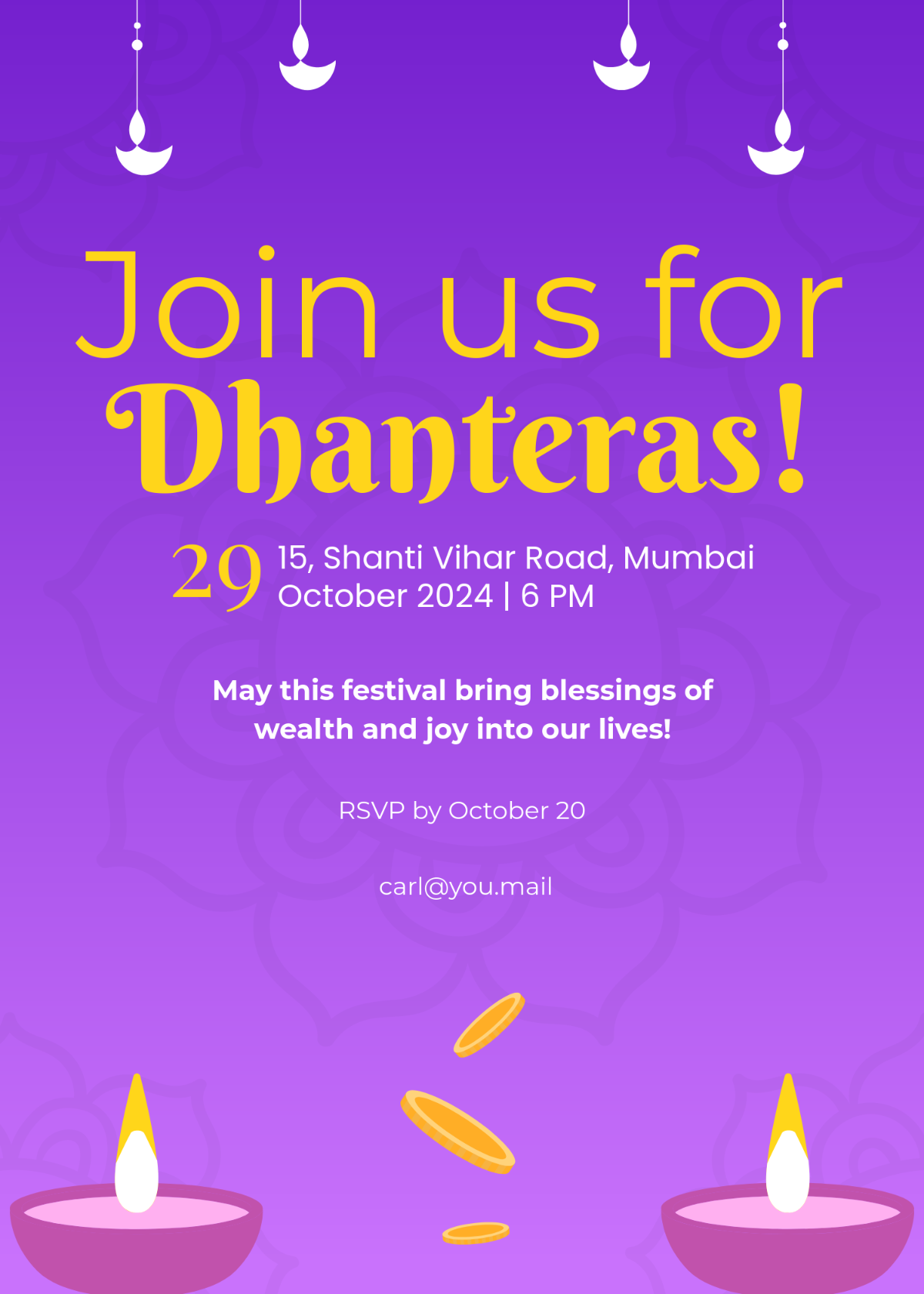 Dhanteras Festival Invitation Card