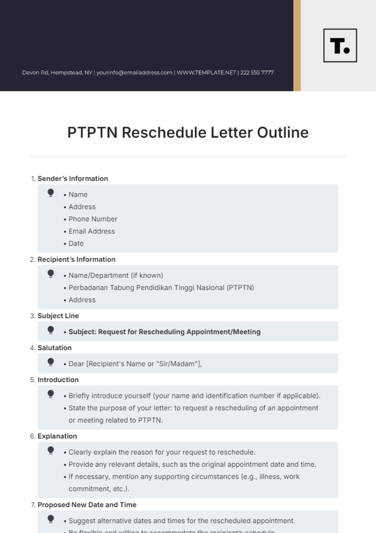 PTPTN Reschedule Letter Outline Template - Edit Online & Download