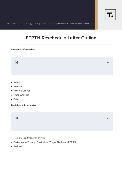Free PTPTN Reschedule Letter Outline Template to Edit Online