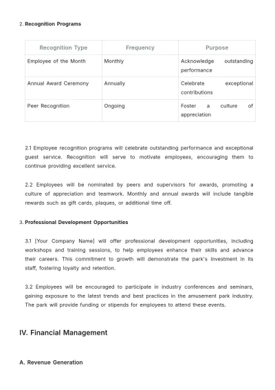 Free Amusement Park Procedure Template to Edit Online