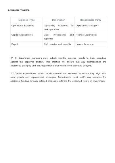 Free Amusement Park Procedure Template to Edit Online