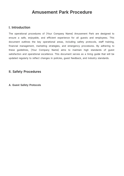 Free Amusement Park Procedure Template to Edit Online