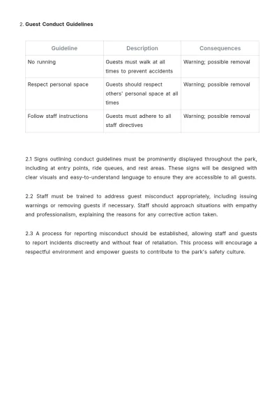 Free Amusement Park Procedure Template to Edit Online
