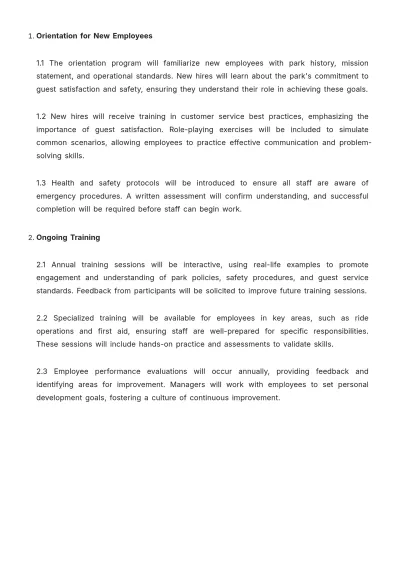 Free Amusement Park Procedure Template to Edit Online