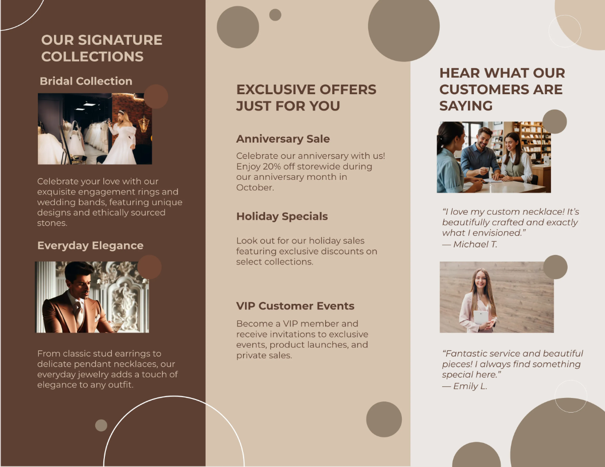 Free Jewelry Store Trifold Brochure Template to Edit Online