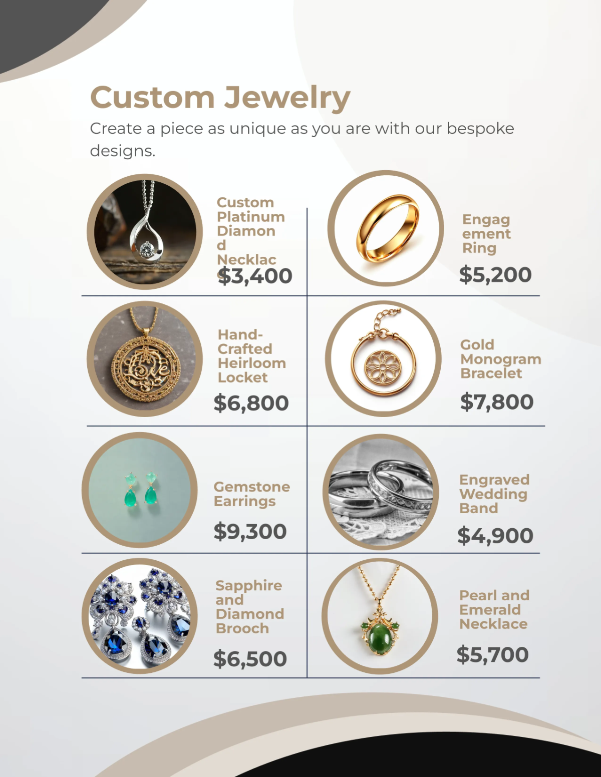 Free Jewelry Store Catalog Template to Edit Online