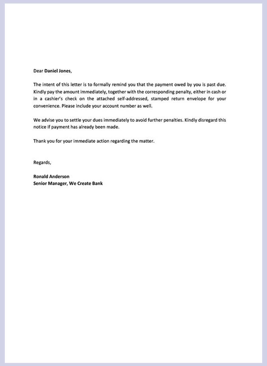 Payment Reminder Letter Template Google Docs Word Template