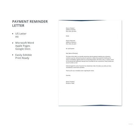 payment reminder letter to customer