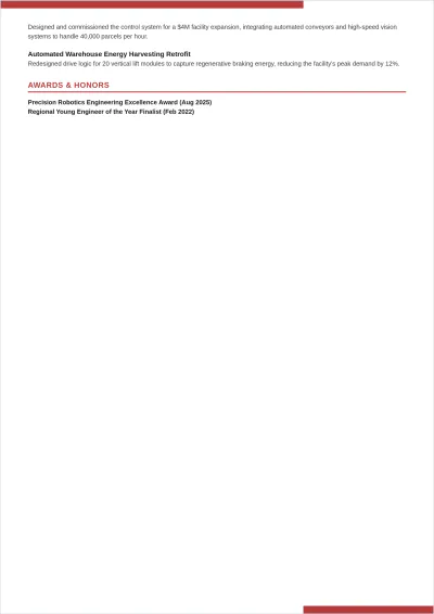 Free Technical Engineer ATS Resume Template, AI Resume Builder
