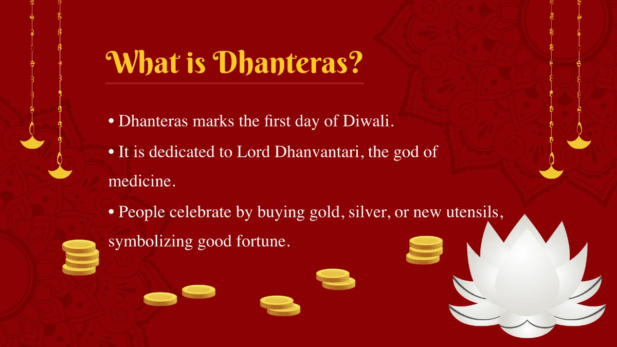 Free Dhanteras Presentation Template to Edit Online
