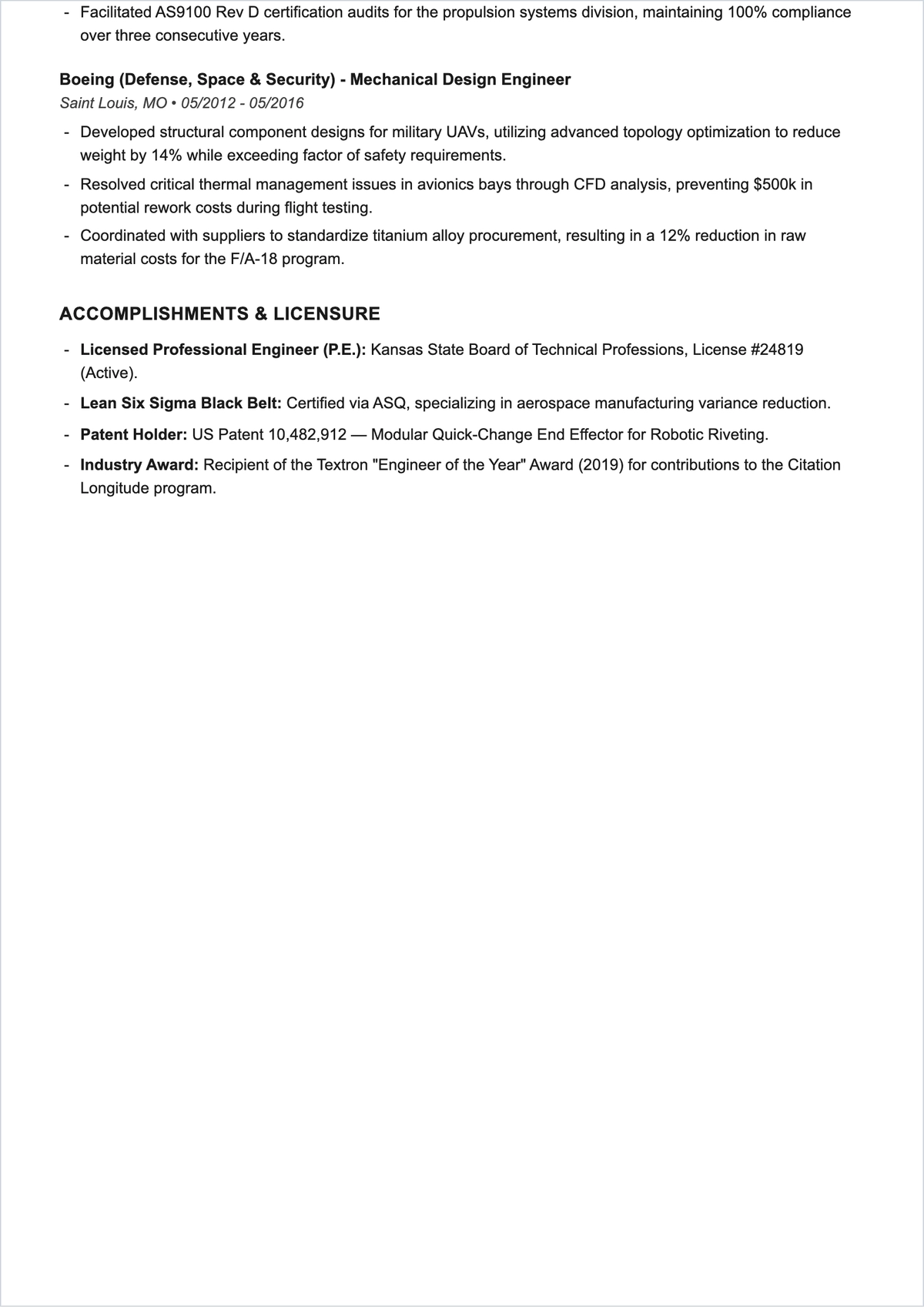 Free Professional Engineering ATS Resume Template, AI Resume Builder