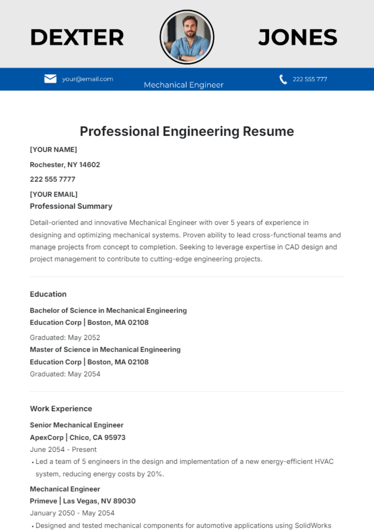 Professional Engineering Resume Template - Edit Online & Download