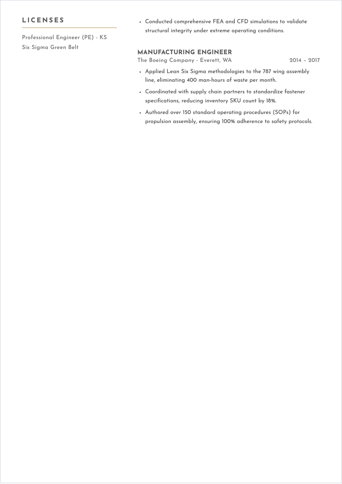 Free ATS-Friendly Engineering Resume Template to Edit Online