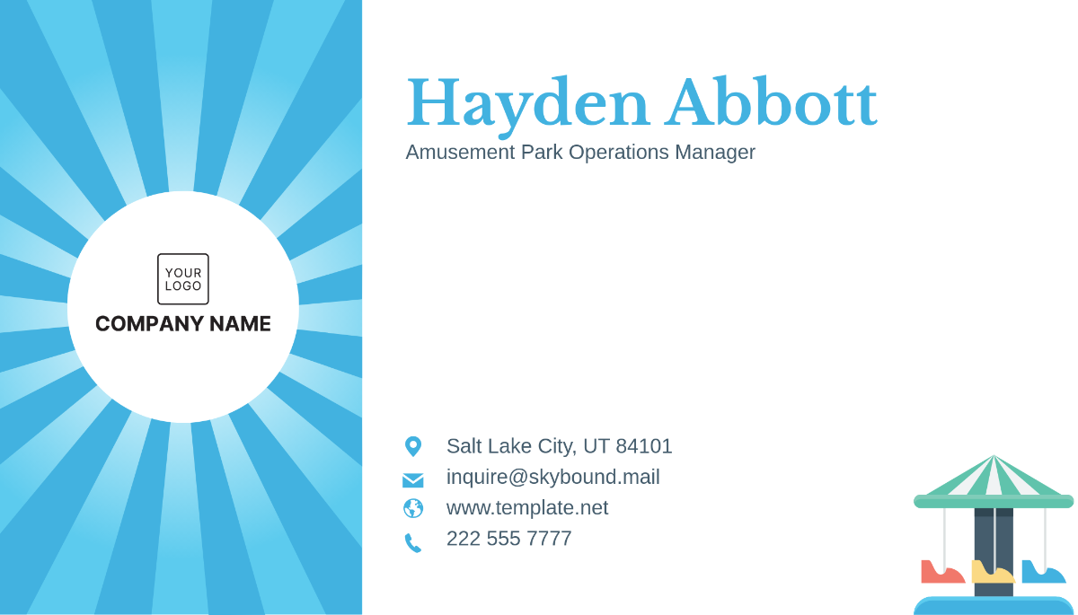 Amusement Park Business Card Template - Edit Online & Download