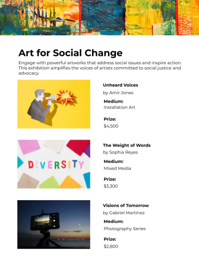 Free Art Gallery Catalog Template to Edit Online