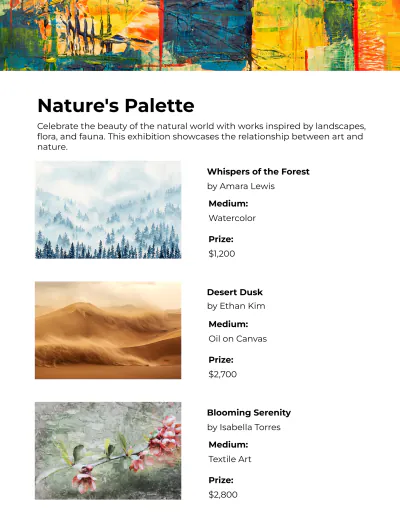 Free Art Gallery Catalog Template to Edit Online