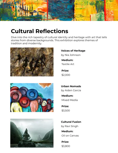 Free Art Gallery Catalog Template to Edit Online