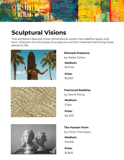 Free Art Gallery Catalog Template to Edit Online