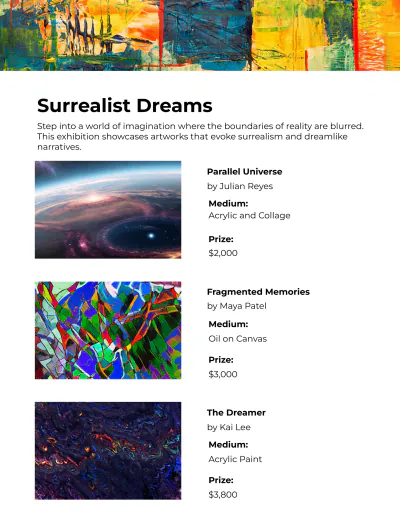 Free Art Gallery Catalog Template to Edit Online
