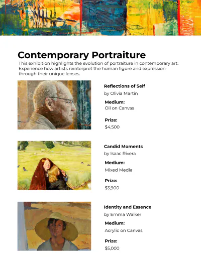 Free Art Gallery Catalog Template to Edit Online