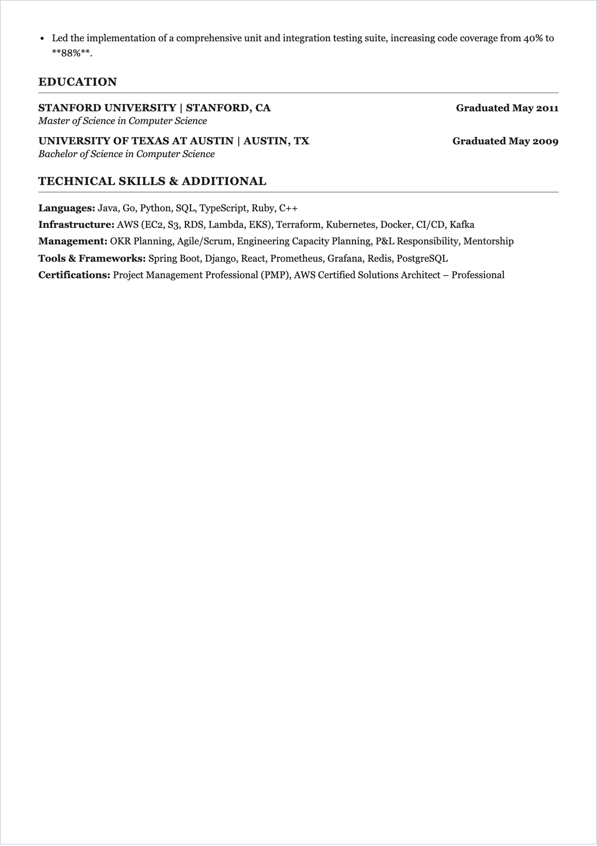 Free Engineering Manager ATS Resume Template, AI Resume Builder