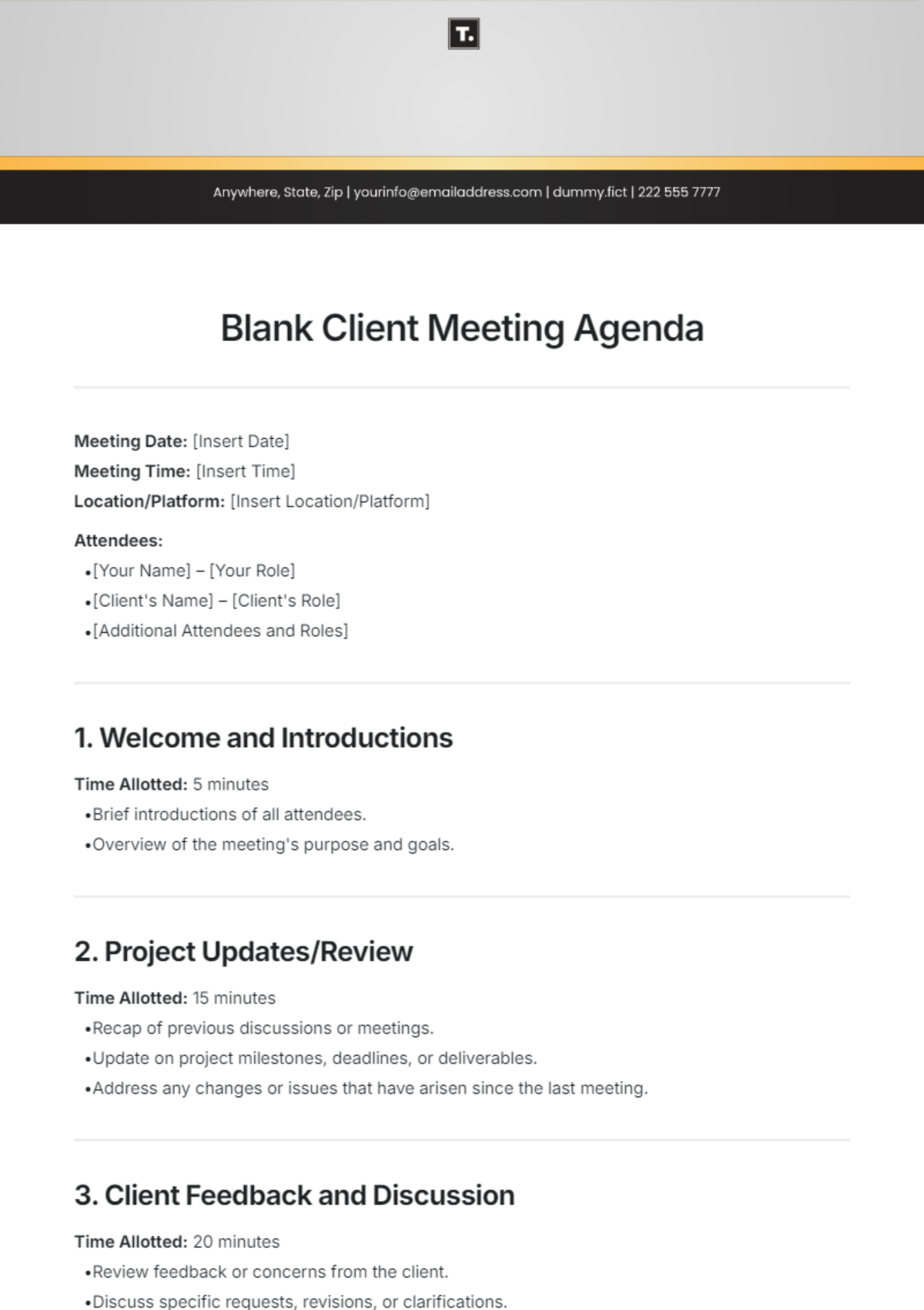 Blank Client Meeting Agenda Template - Edit Online & Download