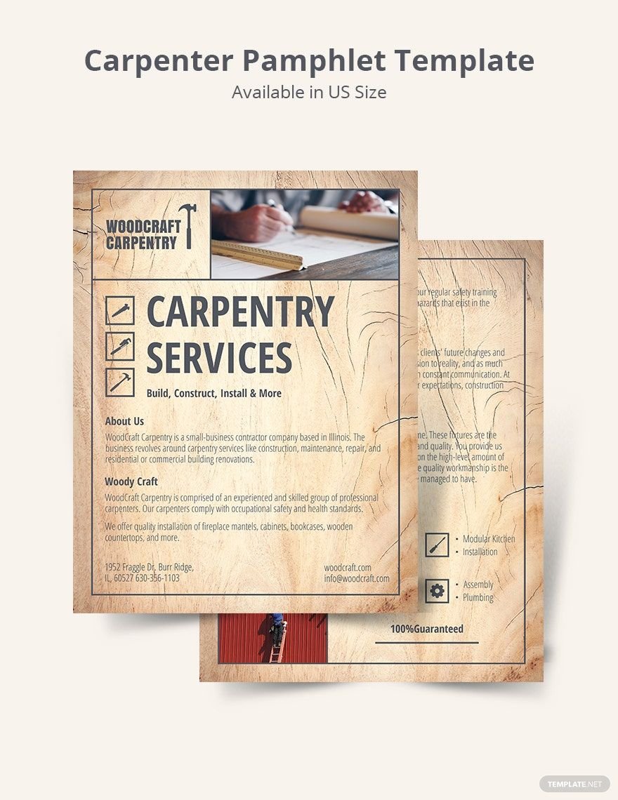 Free Carpenter Pamphlet Template in Word, Google Docs, Illustrator, PSD, Apple Pages, Publisher, InDesign