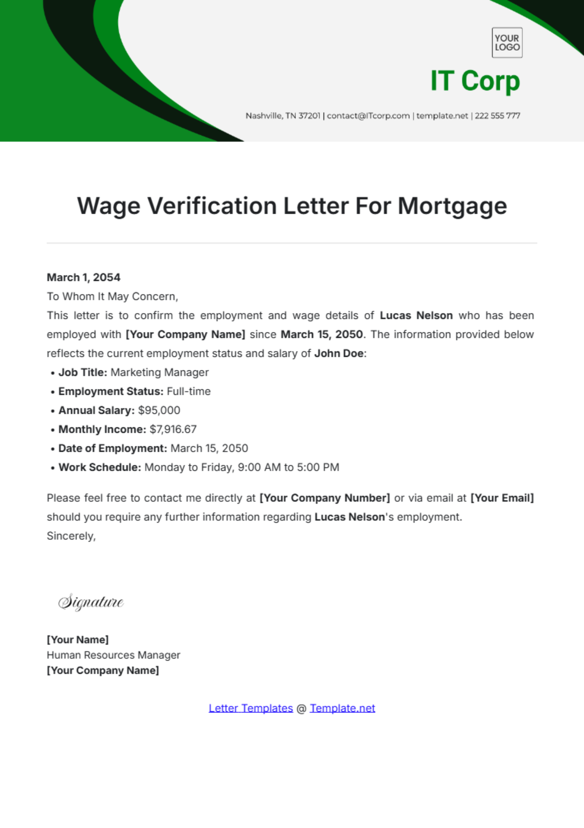 Wage Verification Letter For Mortgage Template - Edit Online & Download