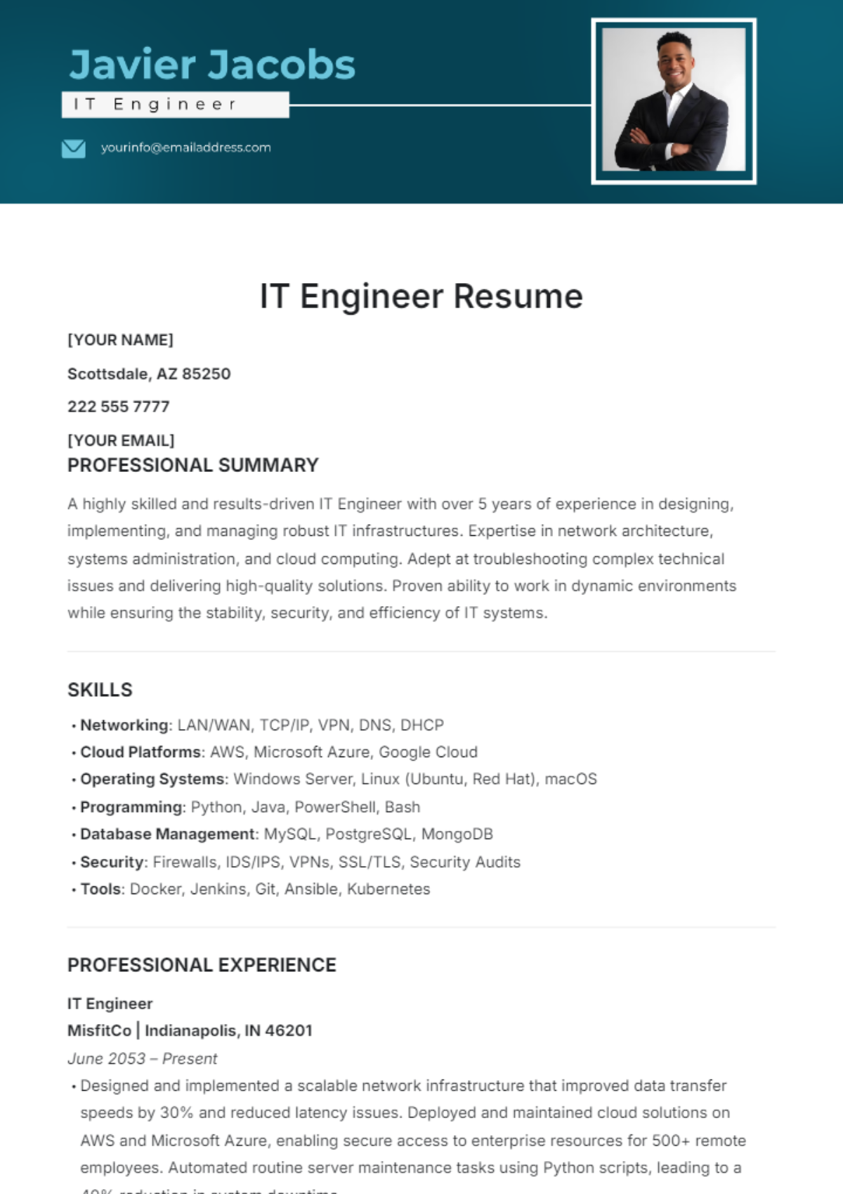 IT Engineer Resume Template - Edit Online & Download