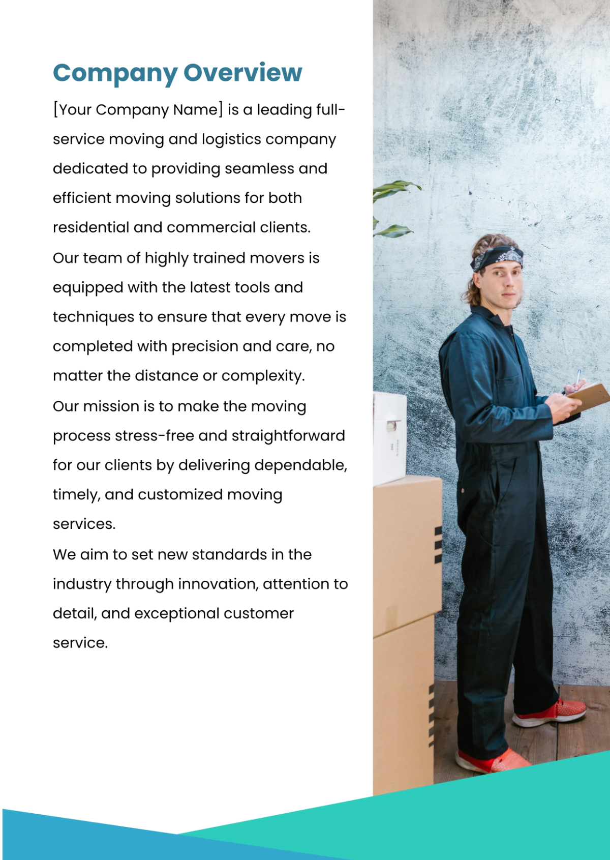 Free Moving Company Company Profile Template to Edit Online