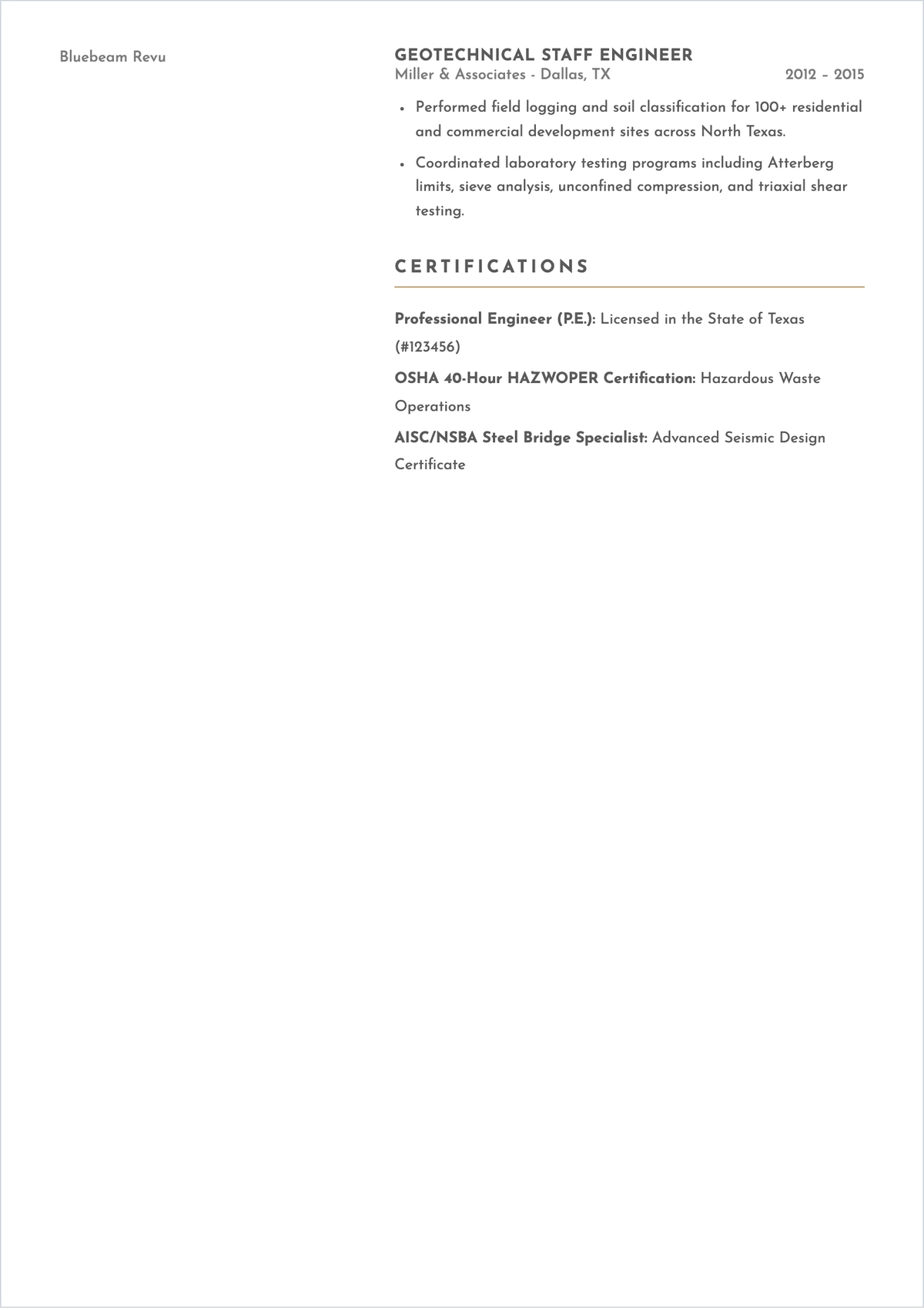 Free Geotechnical Engineer ATS Resume Template, AI Resume Builder