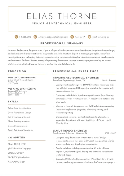 Free Geotechnical Engineer ATS Resume Template, AI Resume Builder