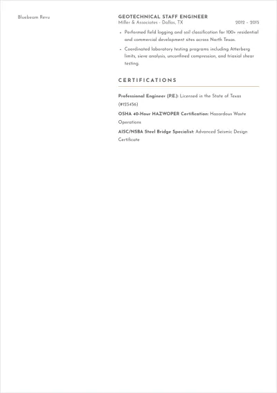 Free Geotechnical Engineer ATS Resume Template, AI Resume Builder