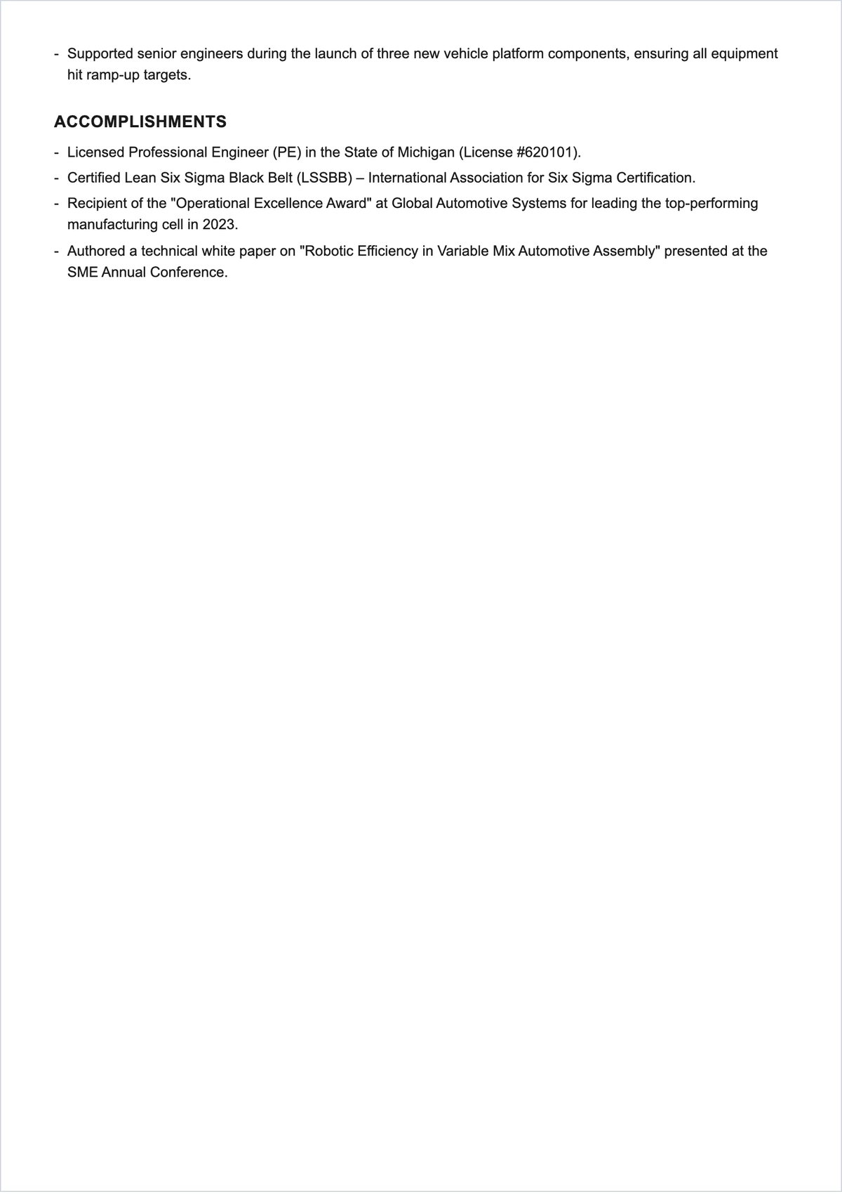 Free Industrial Engineer ATS Resume Template, AI Resume Builder
