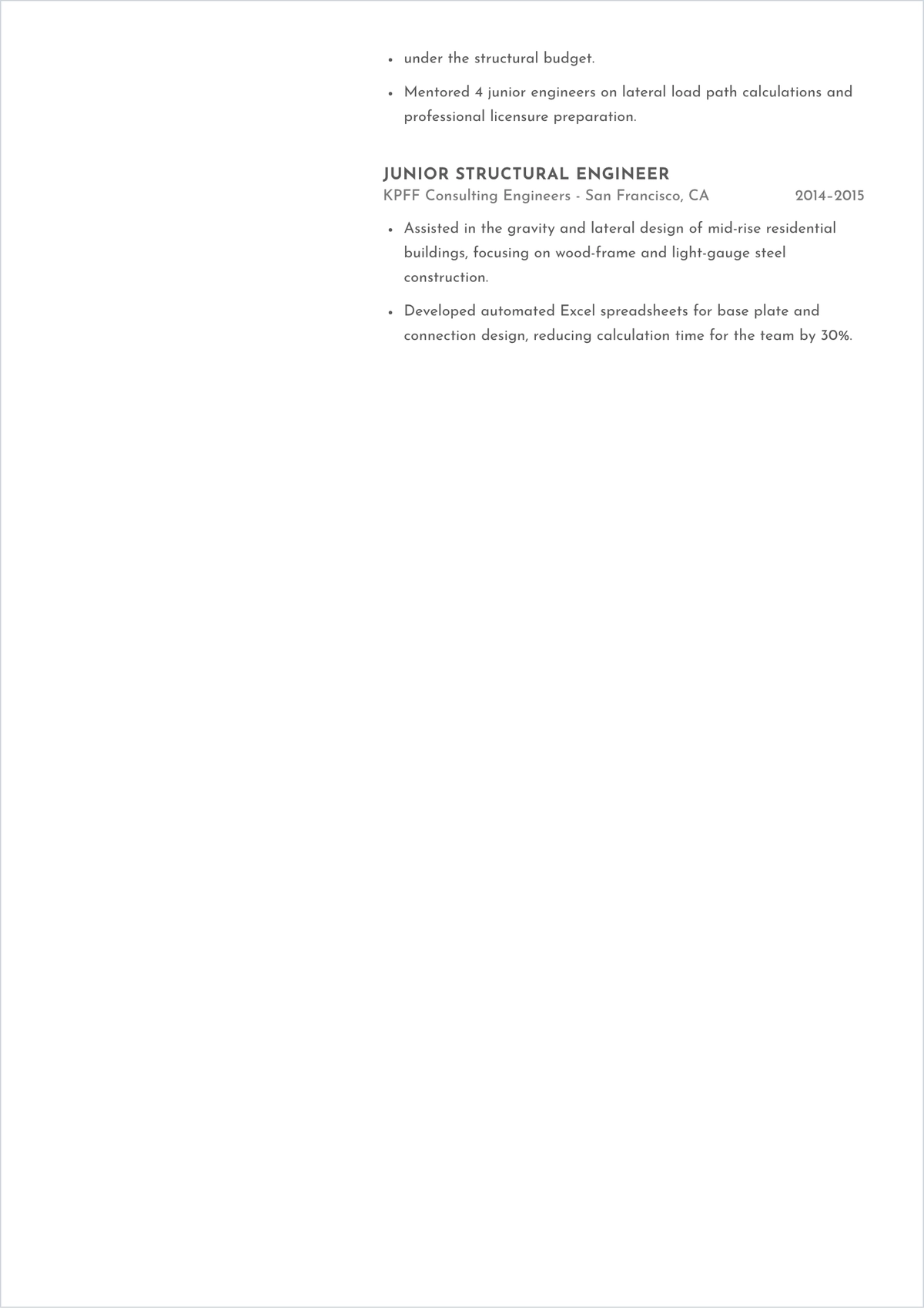 Free Structural Engineer ATS Resume Template, AI Resume Builder