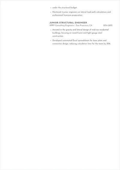 Free Structural Engineer ATS Resume Template, AI Resume Builder